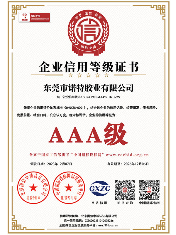 AAA 企业信用等级证书